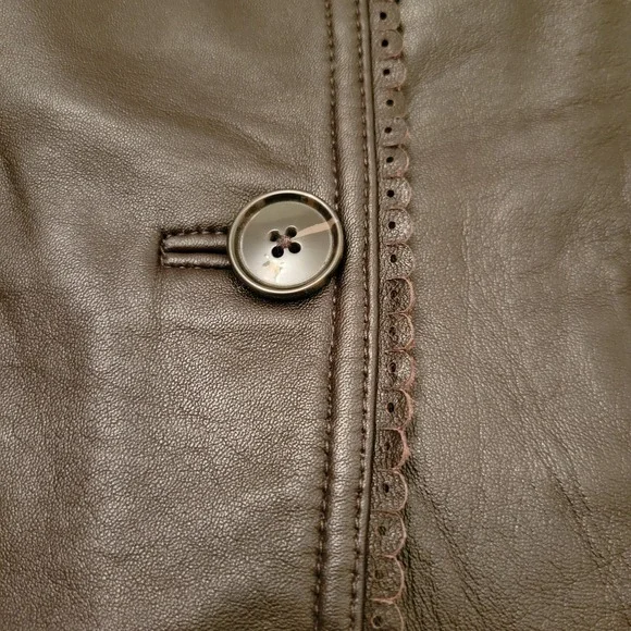 Jaclyn Smith Brown Leather Blazer Jacket 10 Coquette Cottage Granola Mob Wife - Picture 4 of 6